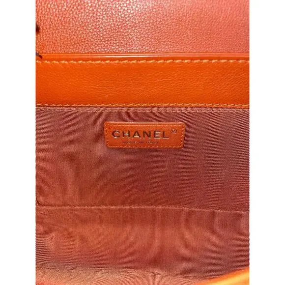 Chanel Blood Orange Leather Gunmetal Boy Bag - Picture 6 of 9